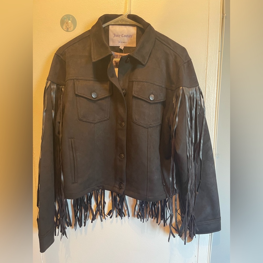 Nwt Juicy Couture Black Jacket New with Fringe Details.i have 2 jackets size S